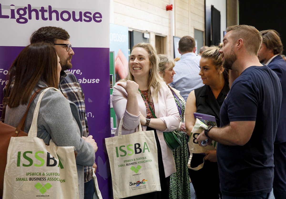 Attendees networking at the ISSBA Anglia Business Exhibition